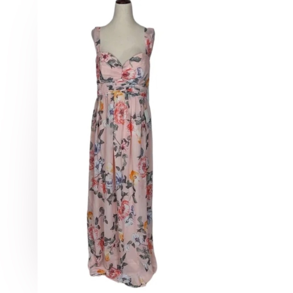 Lulu's Pink Floral Gown Dress